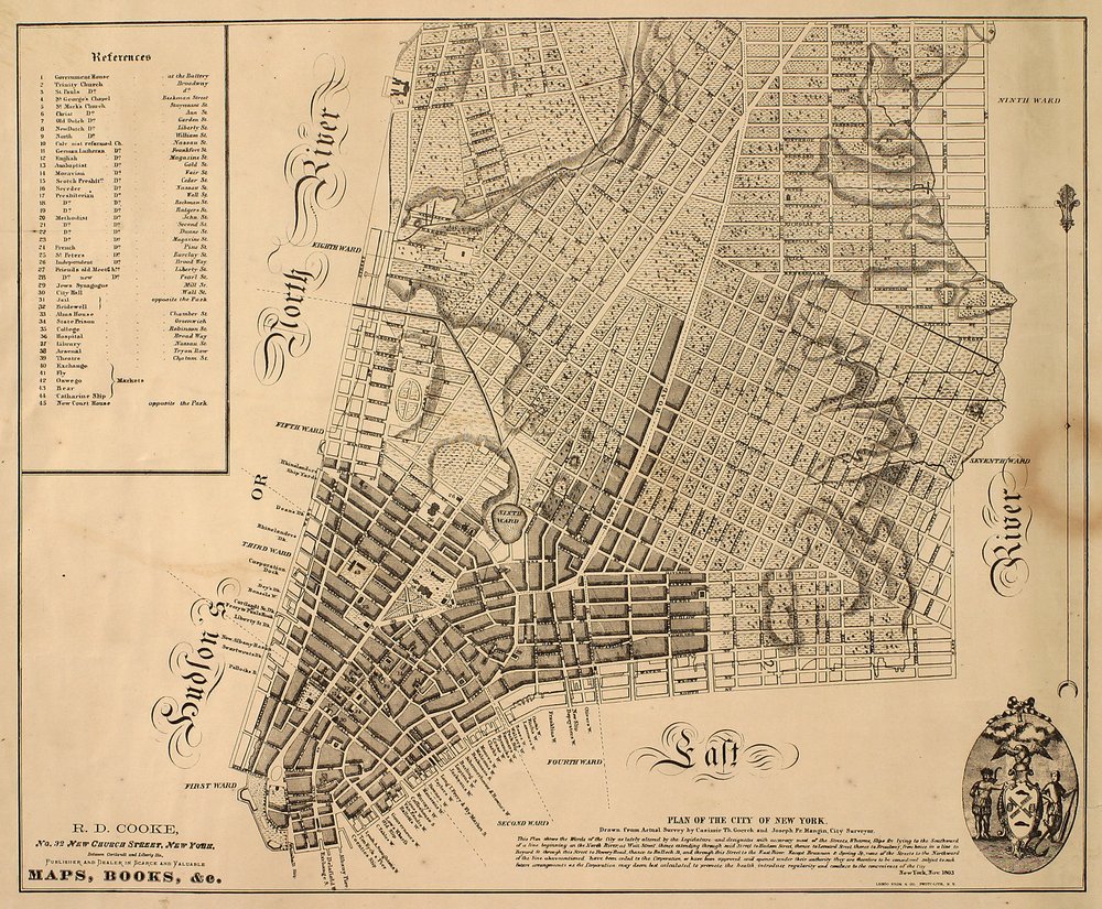 Plan der Stadt New-York [bis zur East 31st Street], 1817 von William Hooker