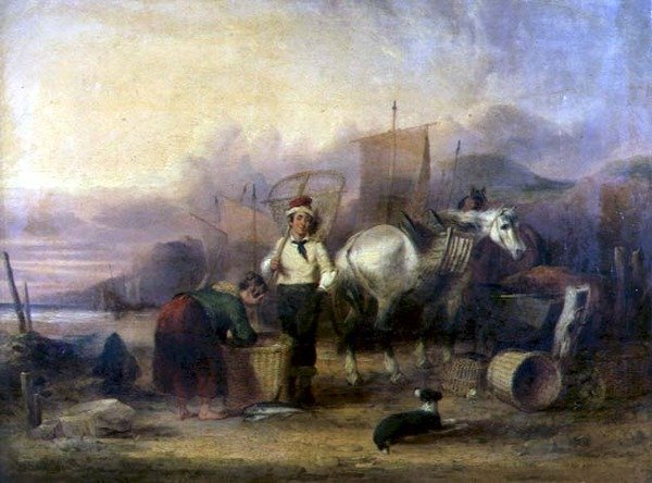 Fischerleute am Strand von William Snr. Shayer: Kunstdruck
