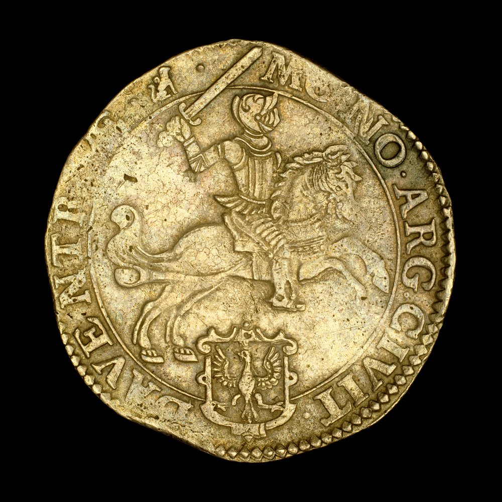 Antike Münze mit der Darstellung eines Ritters zu Pferde von Hippolyte Lalaise Devéria