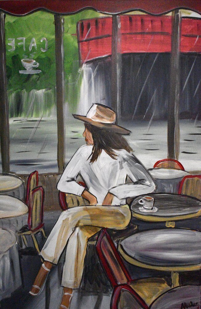 Regentag Café-Szene von Aisha Haider