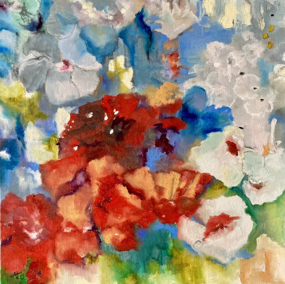 Lebendige abstrakte Blumen von Alexandra Higgins