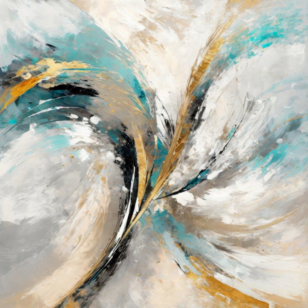 Dynamische türkis-goldene Abstraktion von Alpenglow Workshop