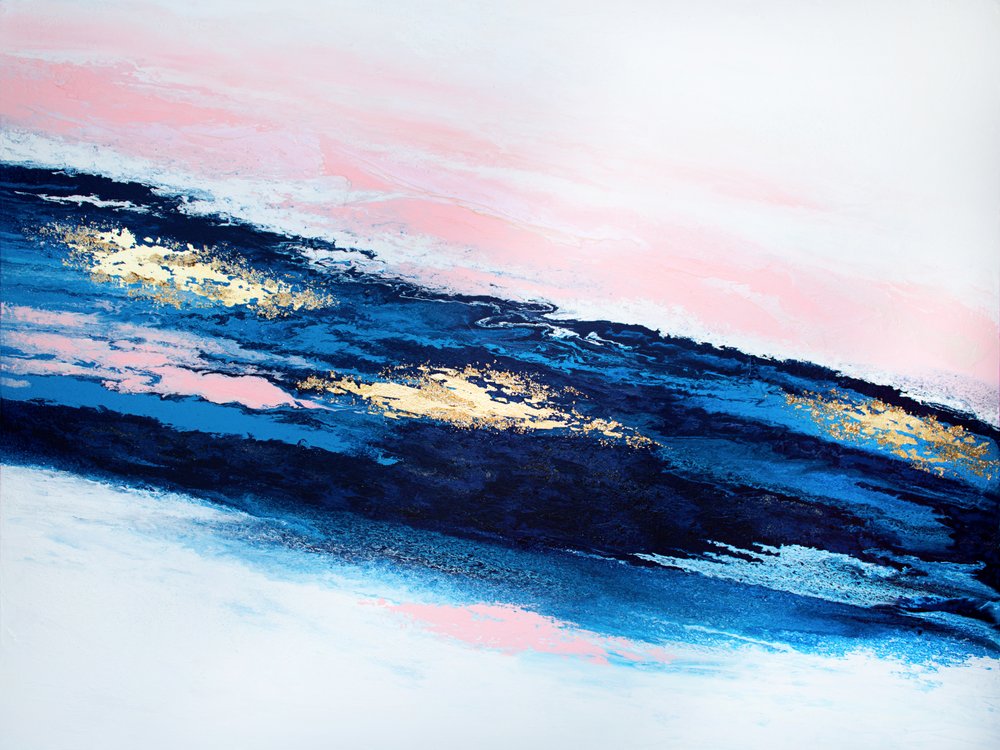 Blau-Pink-Gold Abstrakt von Alyson Storms