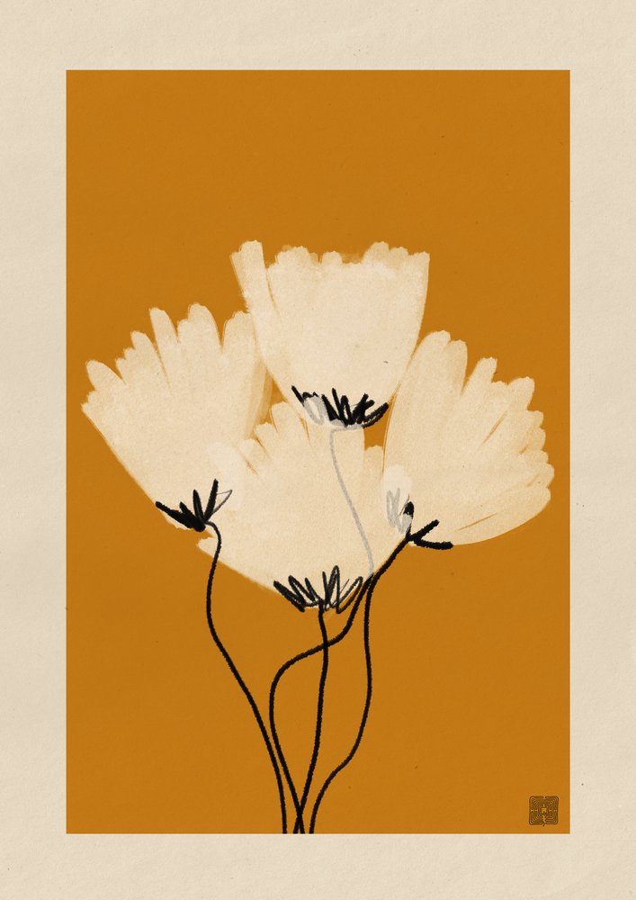 Warme minimalistische Mohnblumen von Amaze Atelier