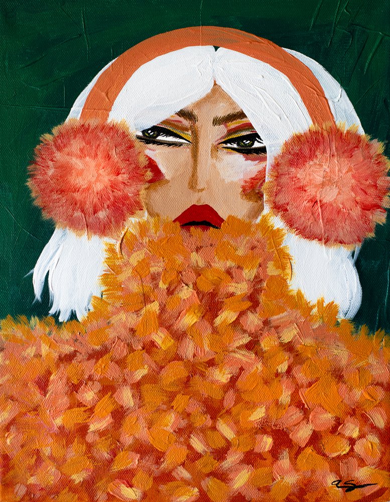 Glamouröse orange Ohrenschützer von Amy Straley