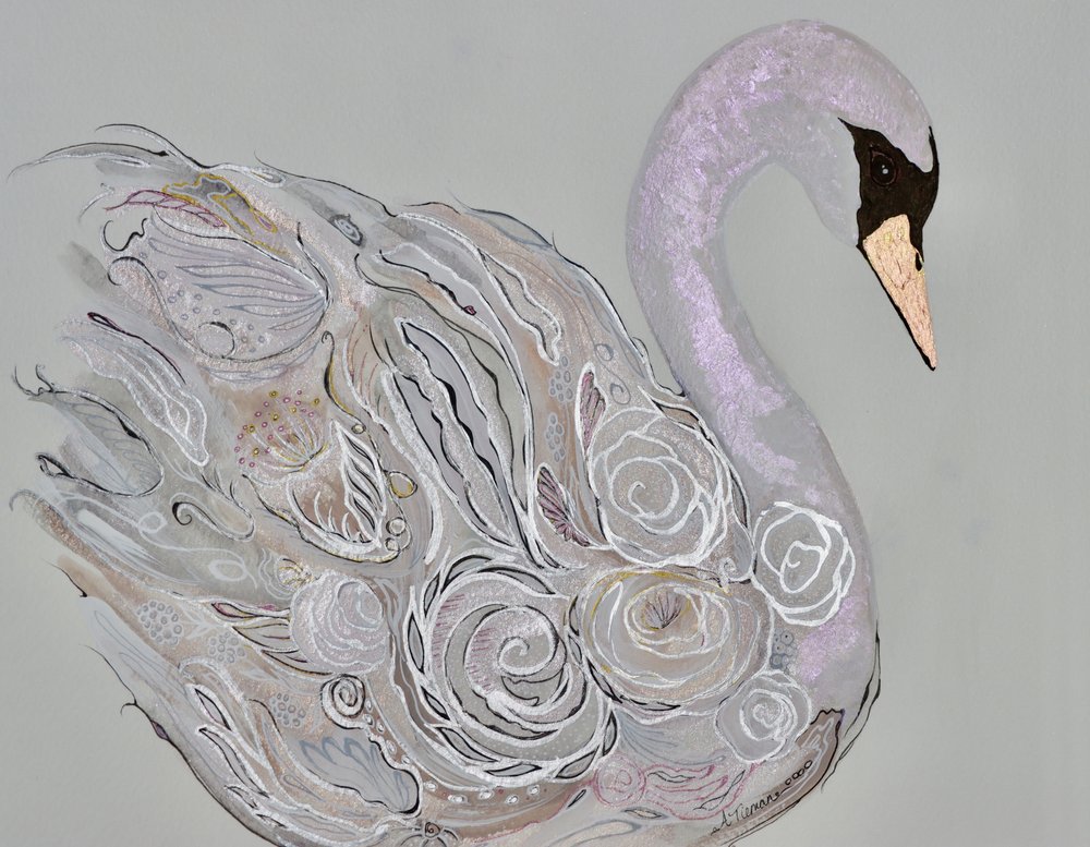 Eleganter Blumen-Schwan von Amy Tieman