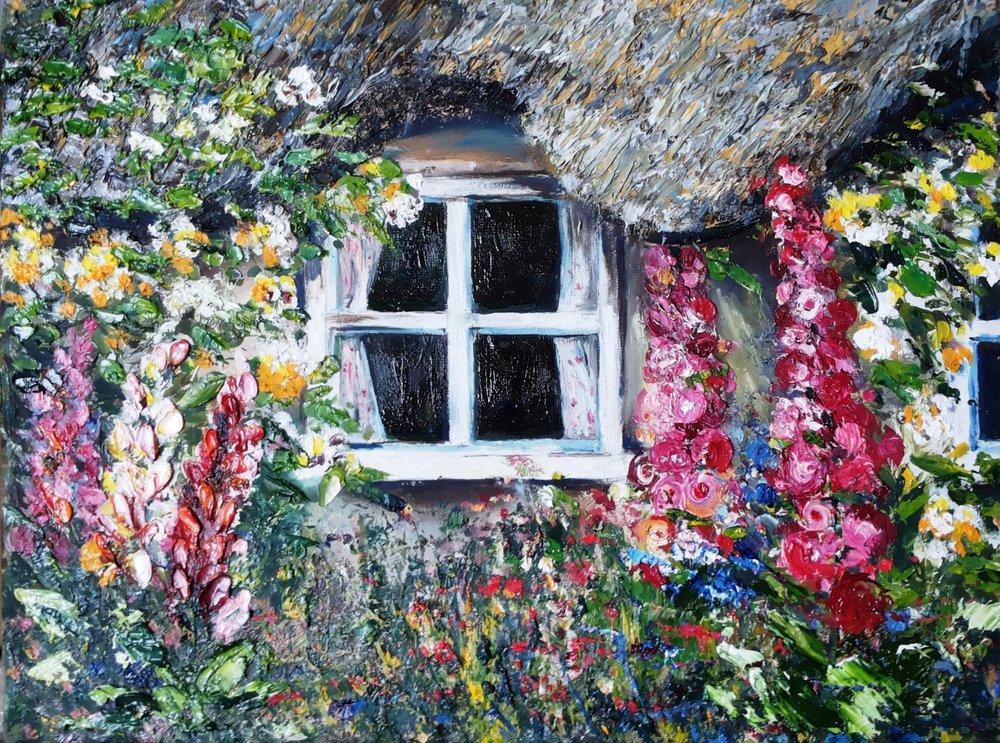 Garten am Fenster des Landhauses von Anda Bieza