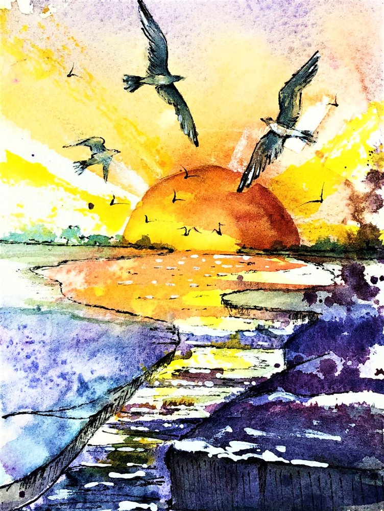 Lebendiger Ozeansonnenuntergang von Anda Bieza
