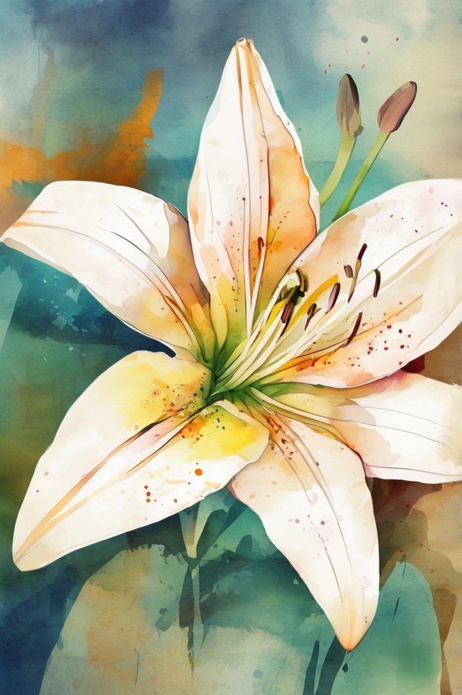 Aquarell Weiße Lilie von Anda Bieza