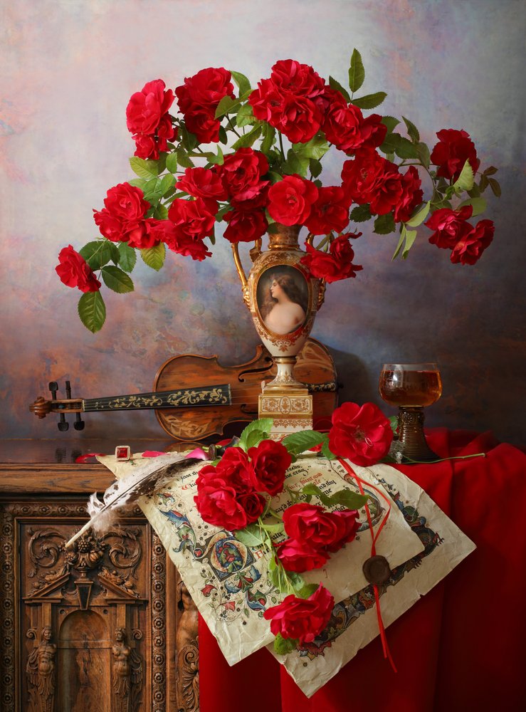 Rote Rosen Stillleben von Andrey Morozov