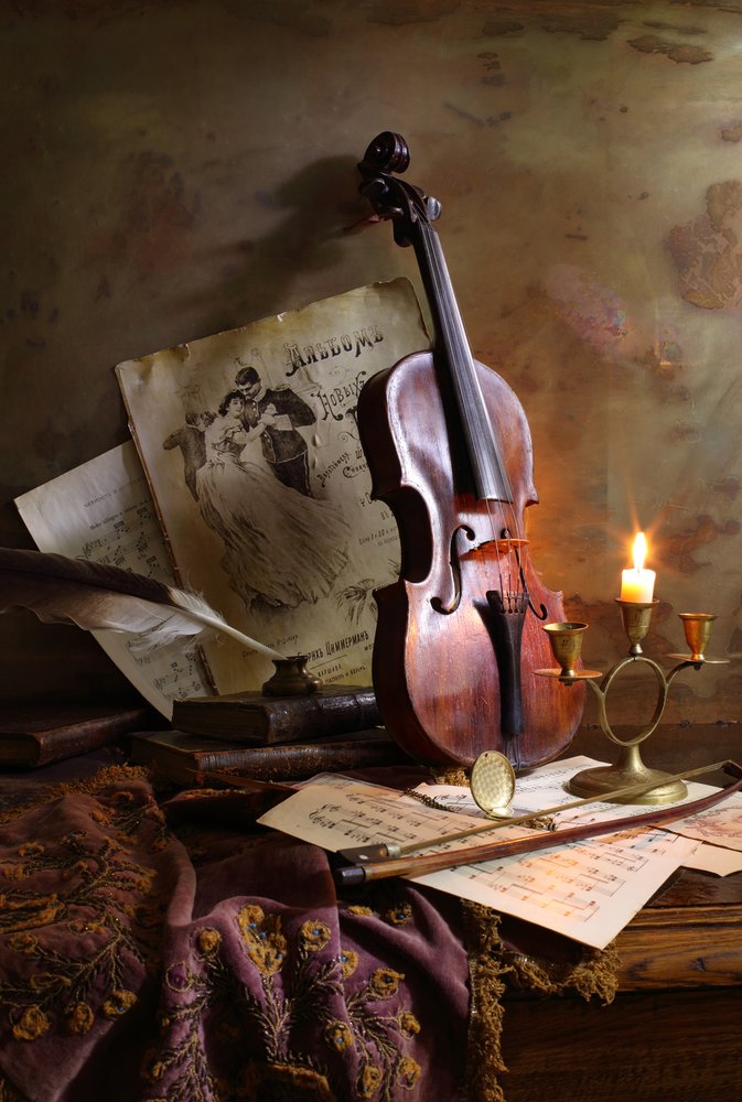 Romantisches Violin-Stillleben von Andrey Morozov