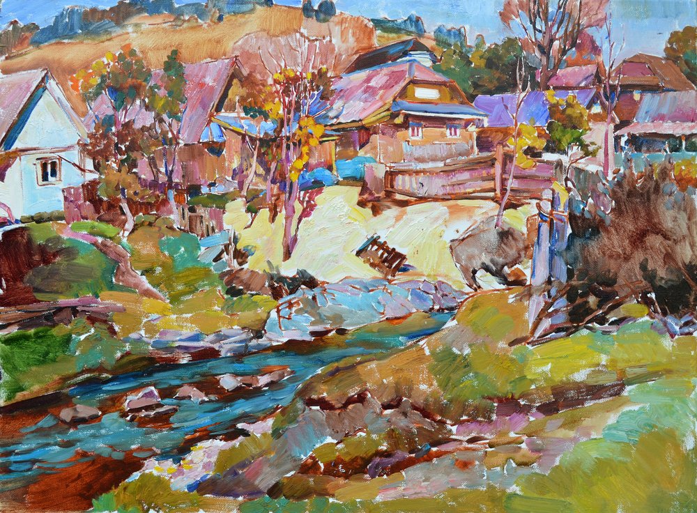 Buntes Herbstdorf von Andrii Kutsachenko