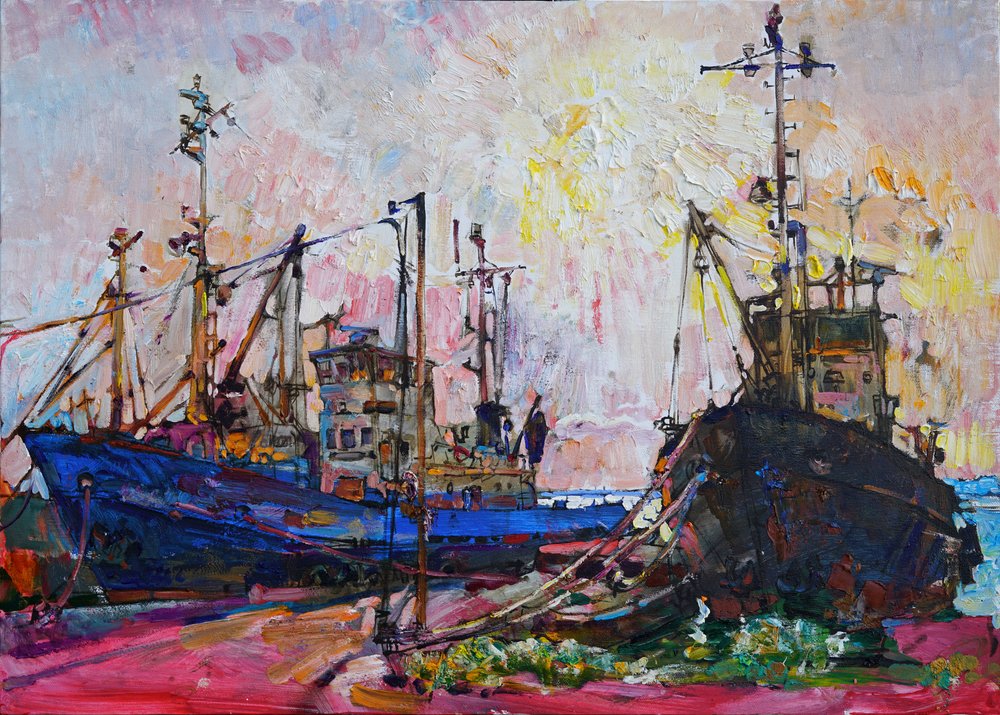 Bunte Hafenboote von Andrii Kutsachenko