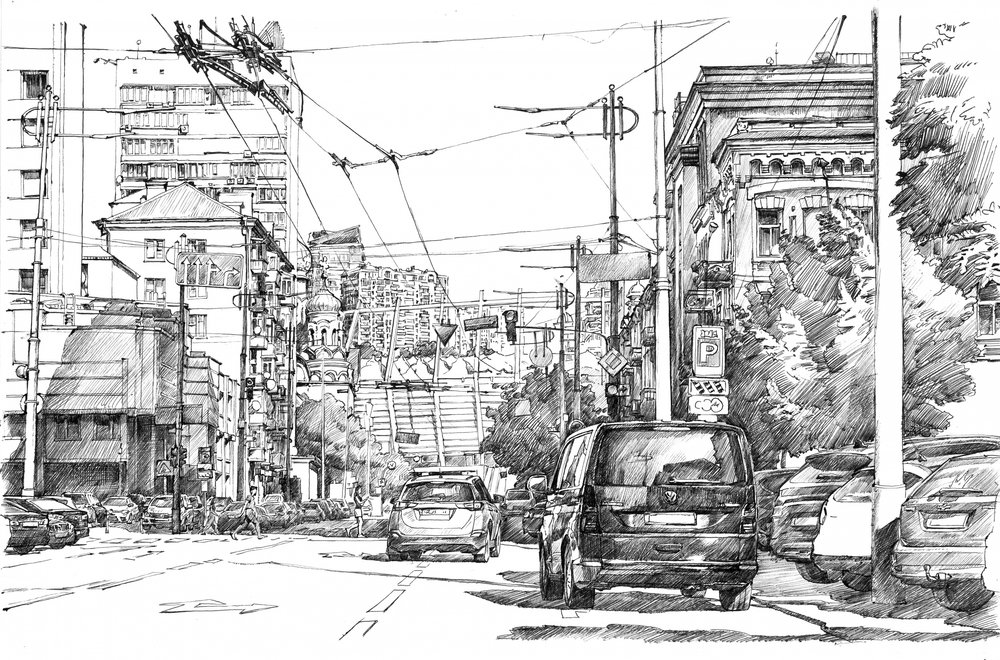 Detaillierte Stadtstraße von Andrii Kutsachenko