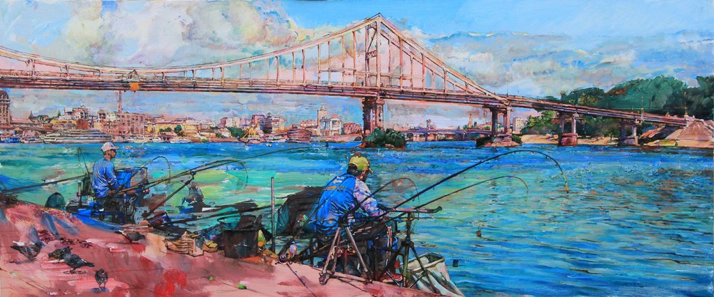 Angeln unter der Brücke von Andrii Kutsachenko