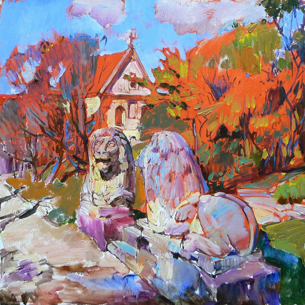 Park mit Löwen von Andrii Kutsachenko