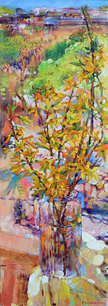 Frühlingsblüten Stadtfenster von Andrii Kutsachenko