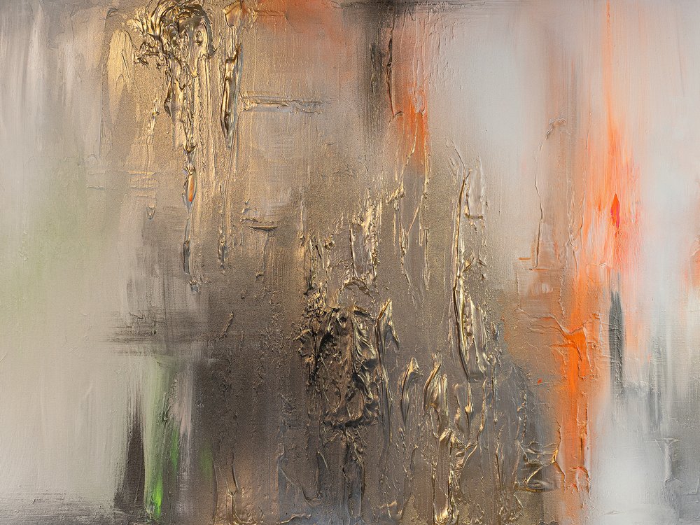 Dynamisches Gold-Orange-Abstrakt von Anete Purina-Purite