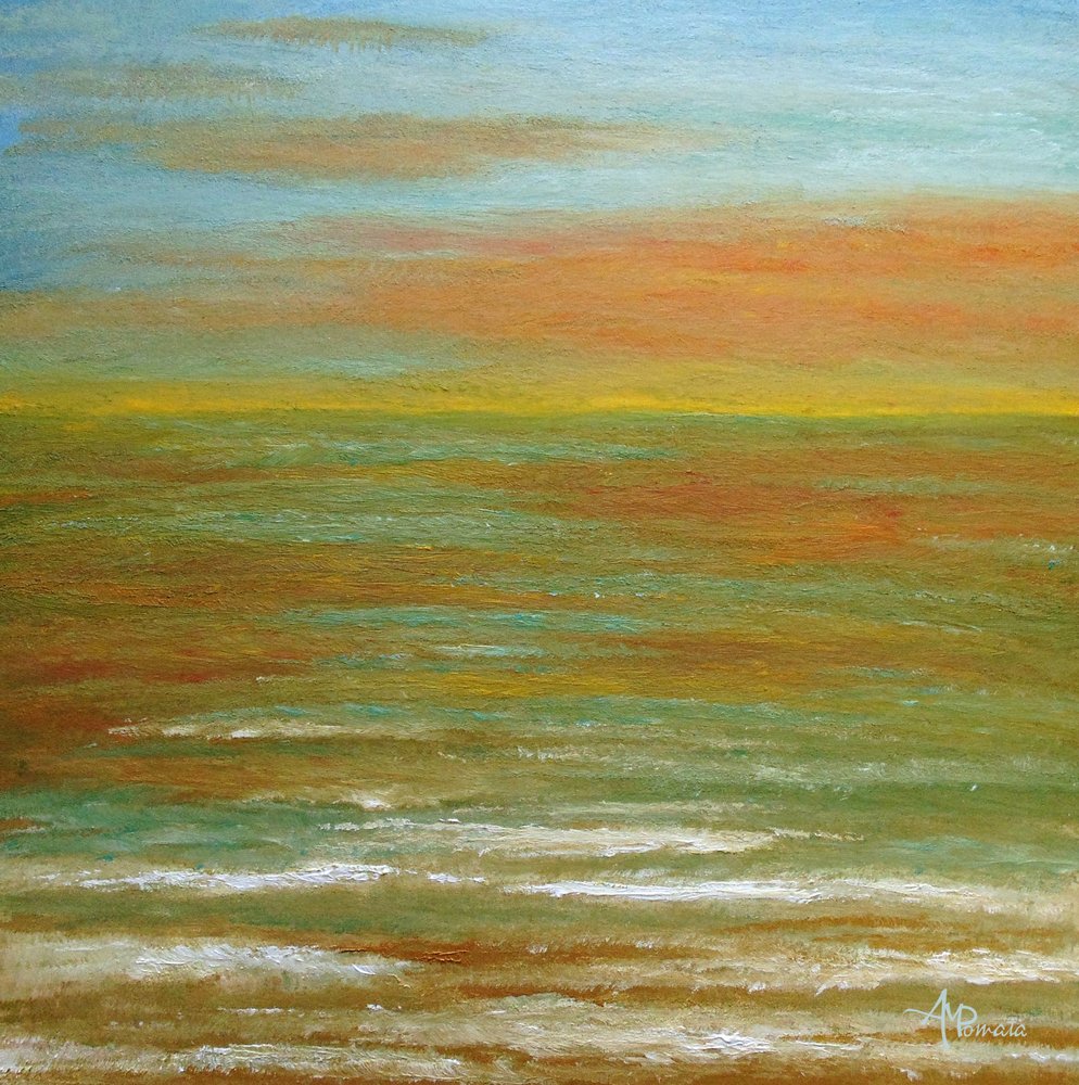 Abstrakter Ozean-Sonnenuntergang von Angeles M. Pomata
