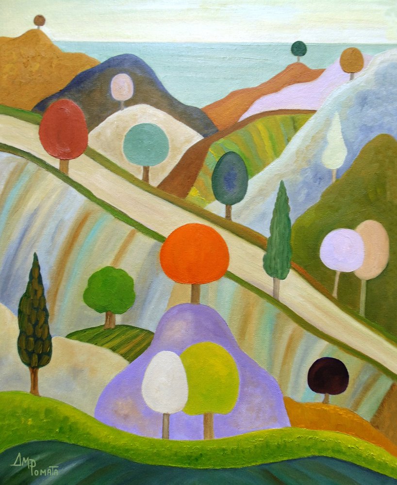 Bunte Verspielte Landschaft von Angeles M. Pomata