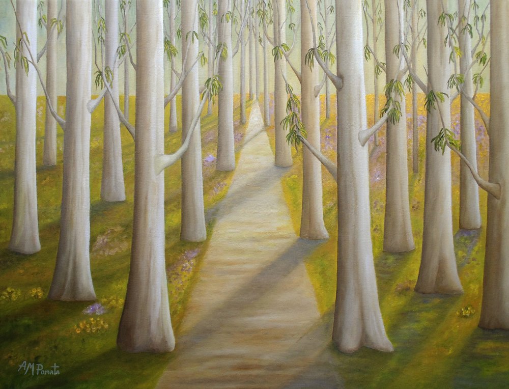 Sonniger Waldpfad von Angeles M. Pomata