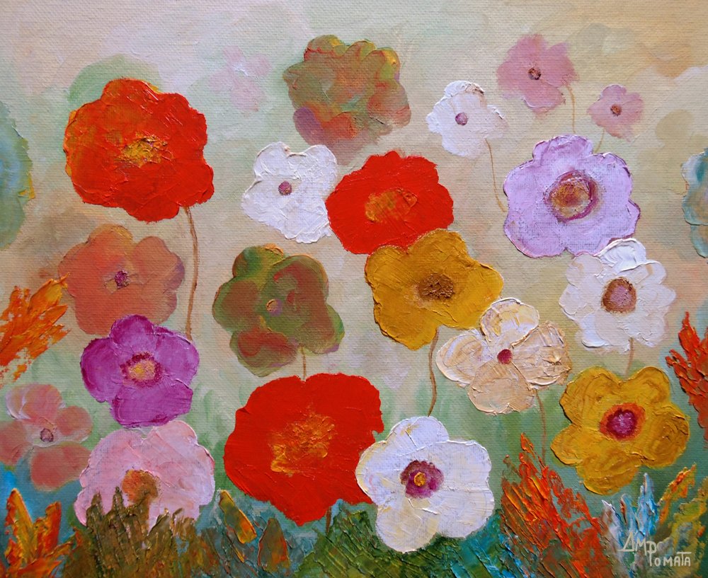 Lebendig gemalte Blumen von Angeles M. Pomata