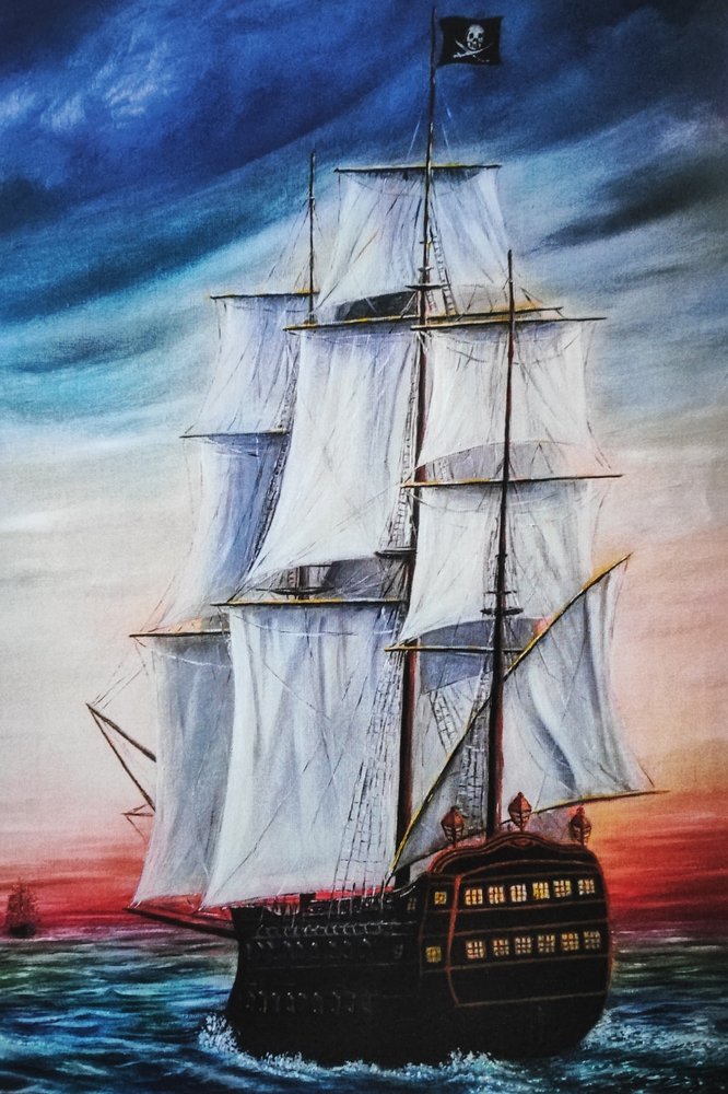 Piratenschiff in der Dämmerung von Annette Armitage