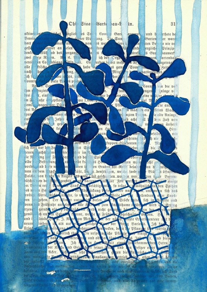 Geometrische blaue Pflanzen von Annick