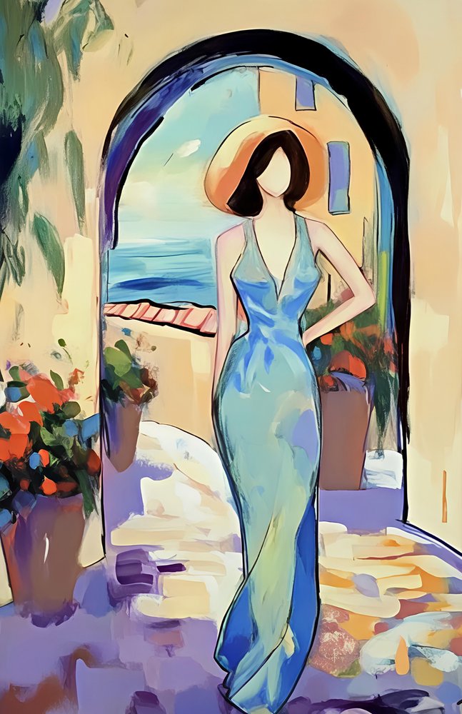 Elegante Frau mit Meerblick von Avanesova Elena