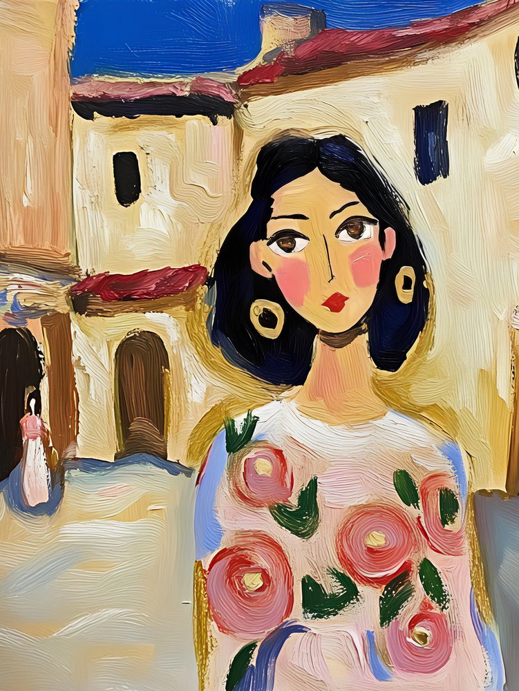 Gemalte Blumenstadtfrau von Avanesova Elena
