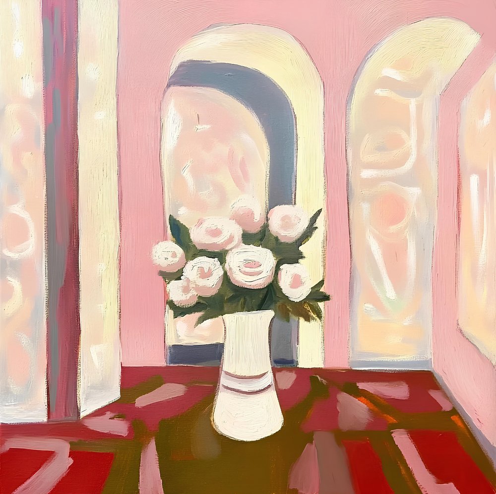 Weiches rosa Zimmer mit Rosen von Avanesova Elena