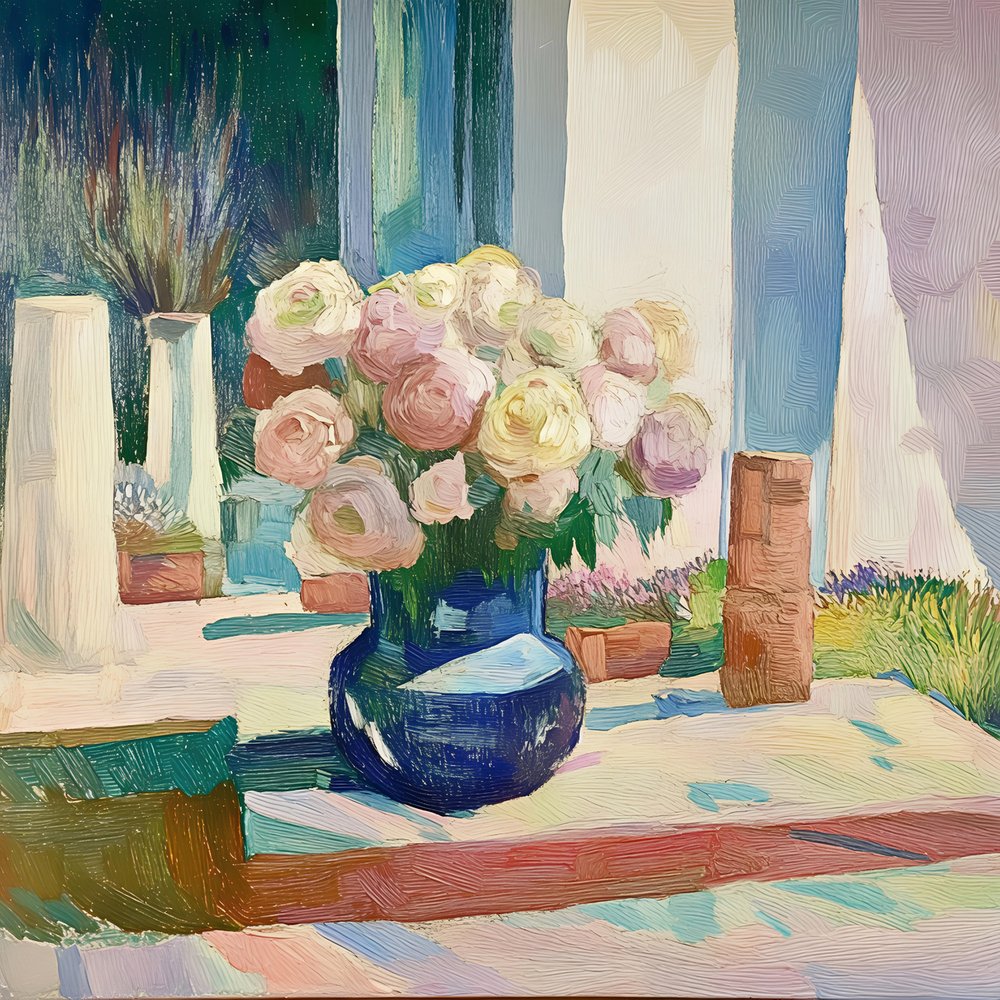 Blumen im Sonnenlicht am Fenster von Avanesova Elena