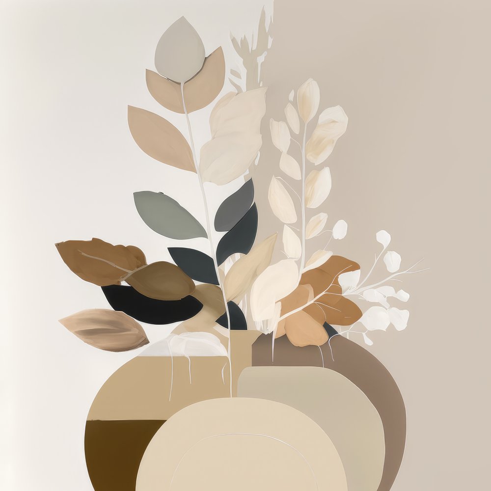 Abstrakte botanische Vase von Bella Eve