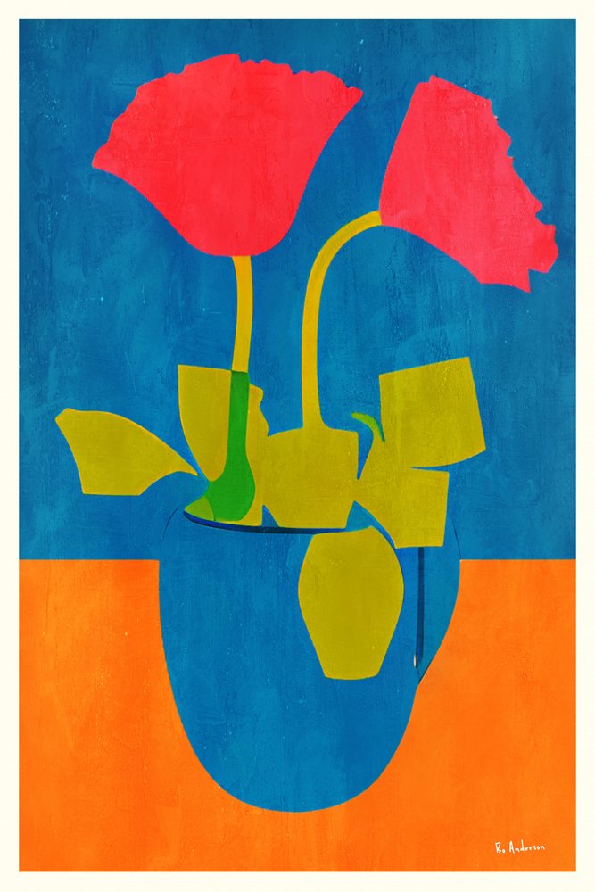 Lebendige Mohnblumen in Vase von Bo Anderson