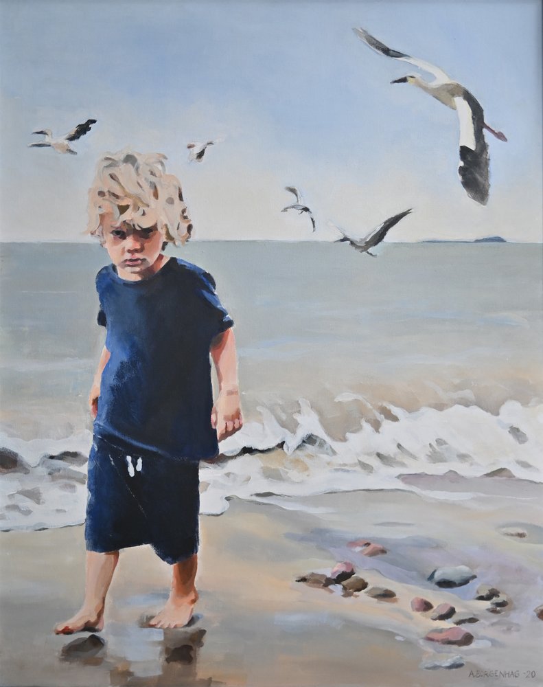 Strandjunge und Möwen von Borgenhag Holmqvist