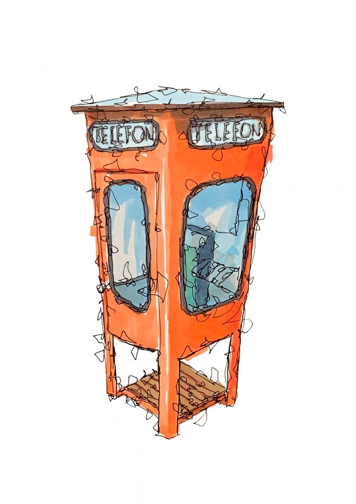 Orange Telefonzelle von Borgenhag Holmqvist
