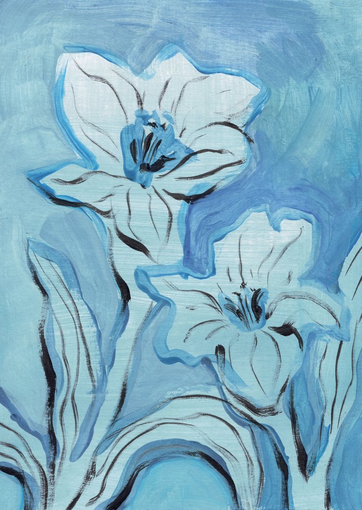 Abstrakte blaue Blüten von Catalina Somolinos