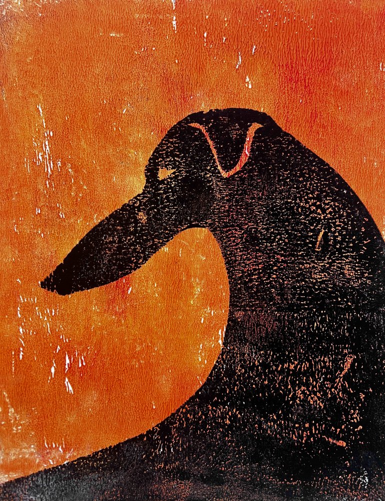 Orange Windhund Silhouette von Christina Misuro