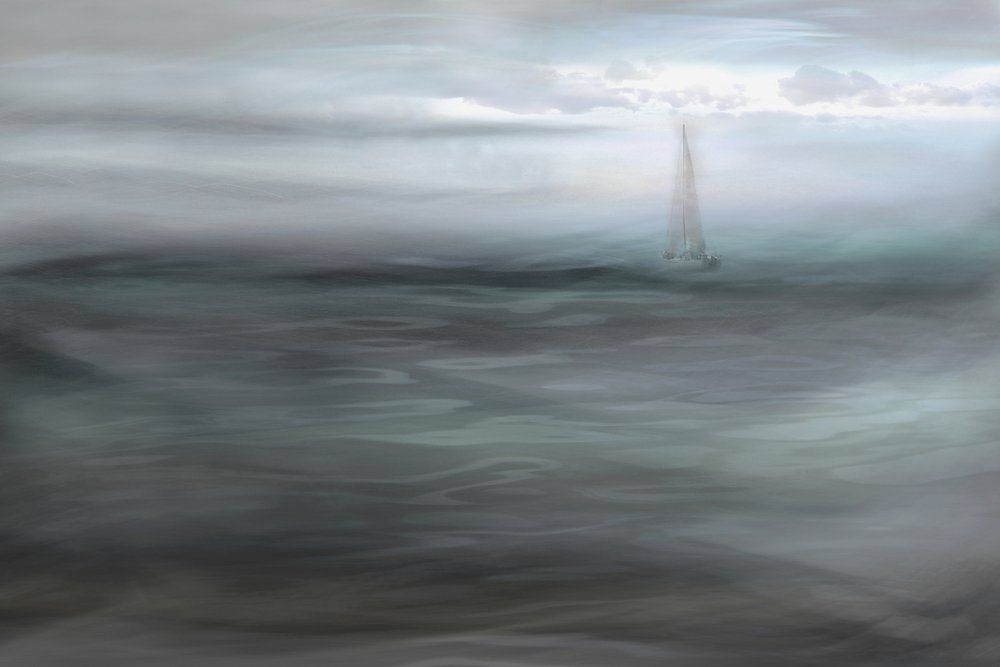 Segelboot im Nebel von Christina Sillen