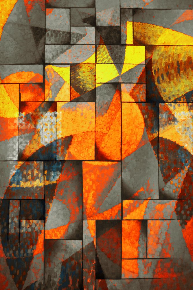 Lebendige geometrische orangefarbene Blöcke von Christina Sillen