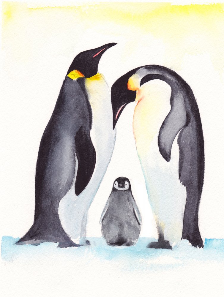 Sanfte Pinguinfamilie von Christine Lindstrom