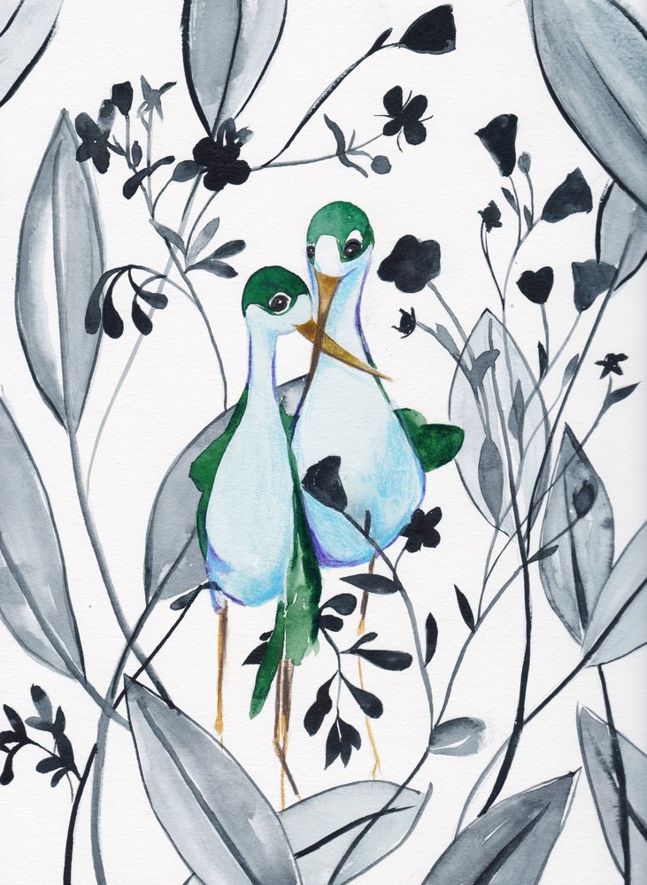 Grüne Vögel in der Natur von Christine Lindstrom