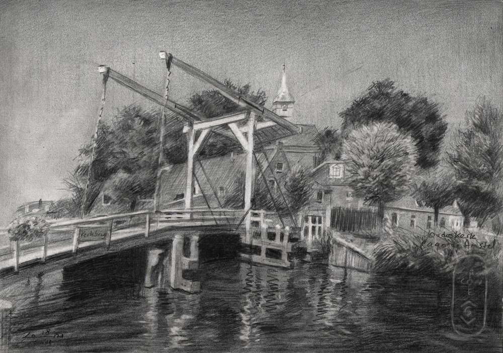 Skizze einer niederländischen Kanalbrücke von Corné Akkers