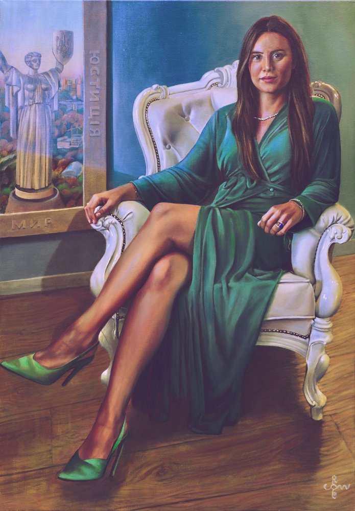 Elegante Frau in Grün von Corné Akkers