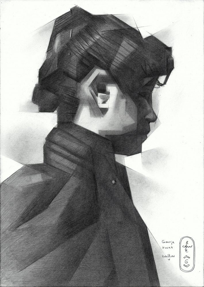 Geometrisches Frauenprofil von Corné Akkers