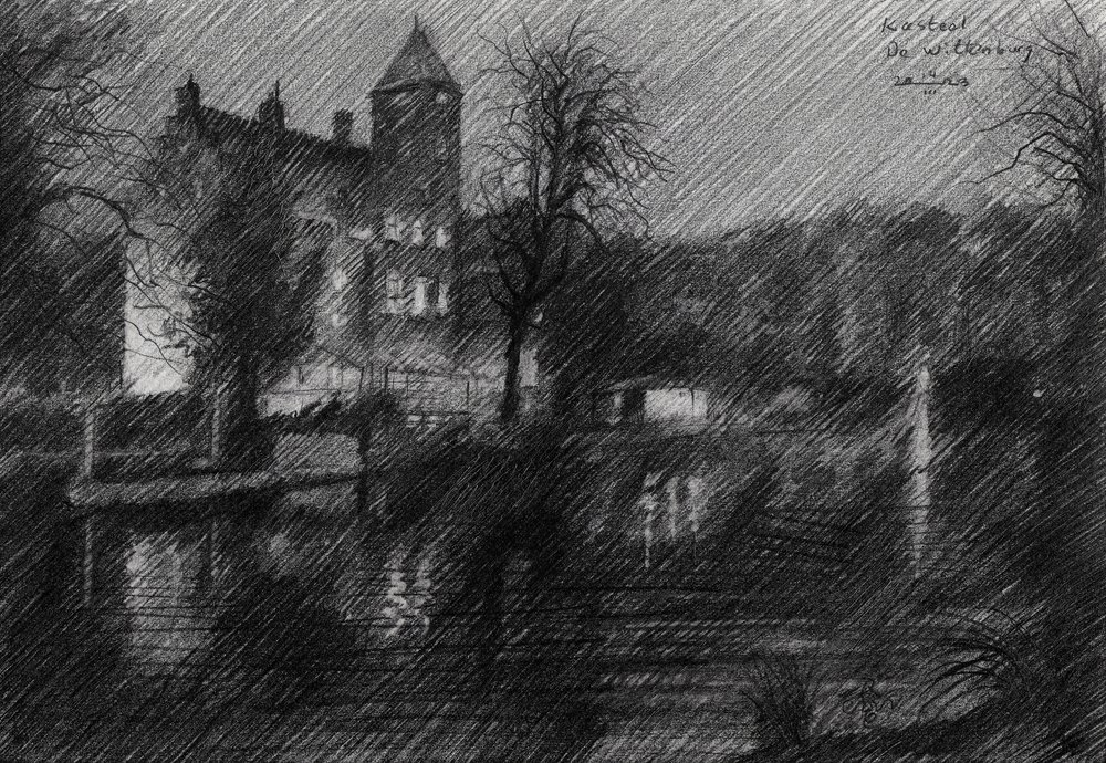 Nacht Schloss Skizze von Corné Akkers