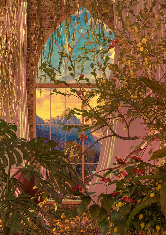 Üppiger Fensterblick auf die Berge von CosmoZach