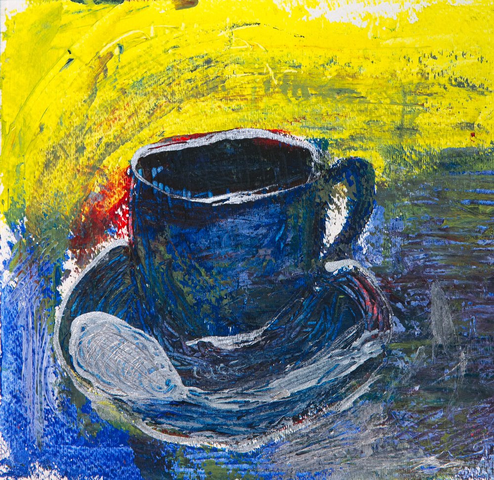 Lebhafte Blaue Kaffeetasse von Dale Hefer
