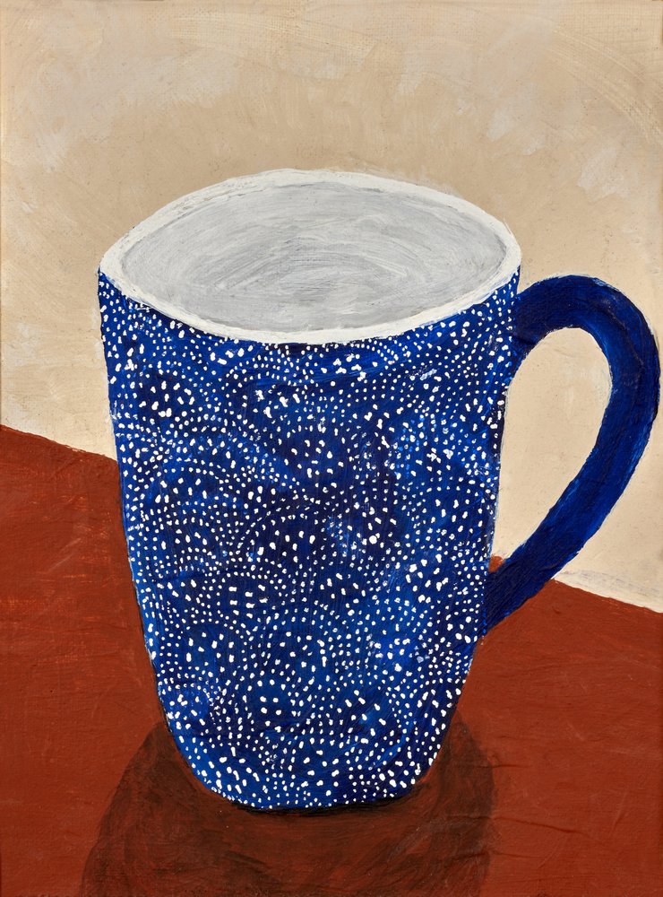 Blau gemusterter Becher von Dale Hefer & Family