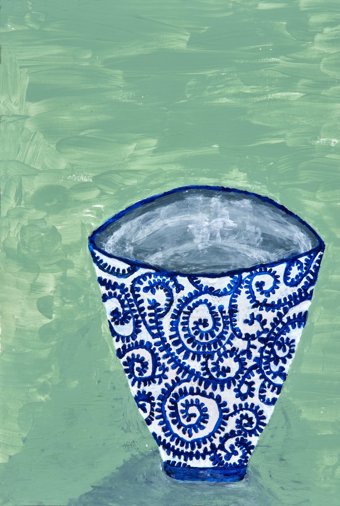 Blaue Wirbelvase von Dale Hefer & Family